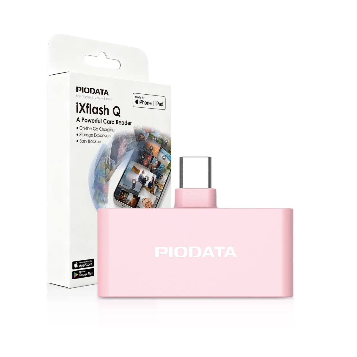 PIODATA PIODATA iXflash Q USB-C MicroSD Card Reader 60W Pink — صورة المنتج