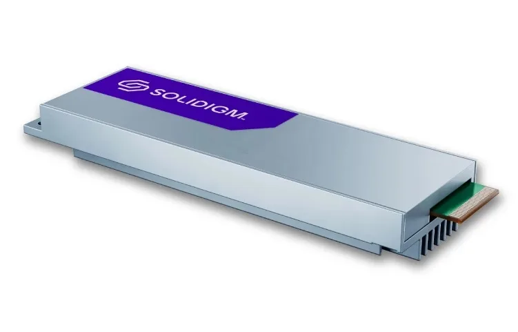 Rectangular silver E1.S 15mm enterprise SSD with gold edge connector