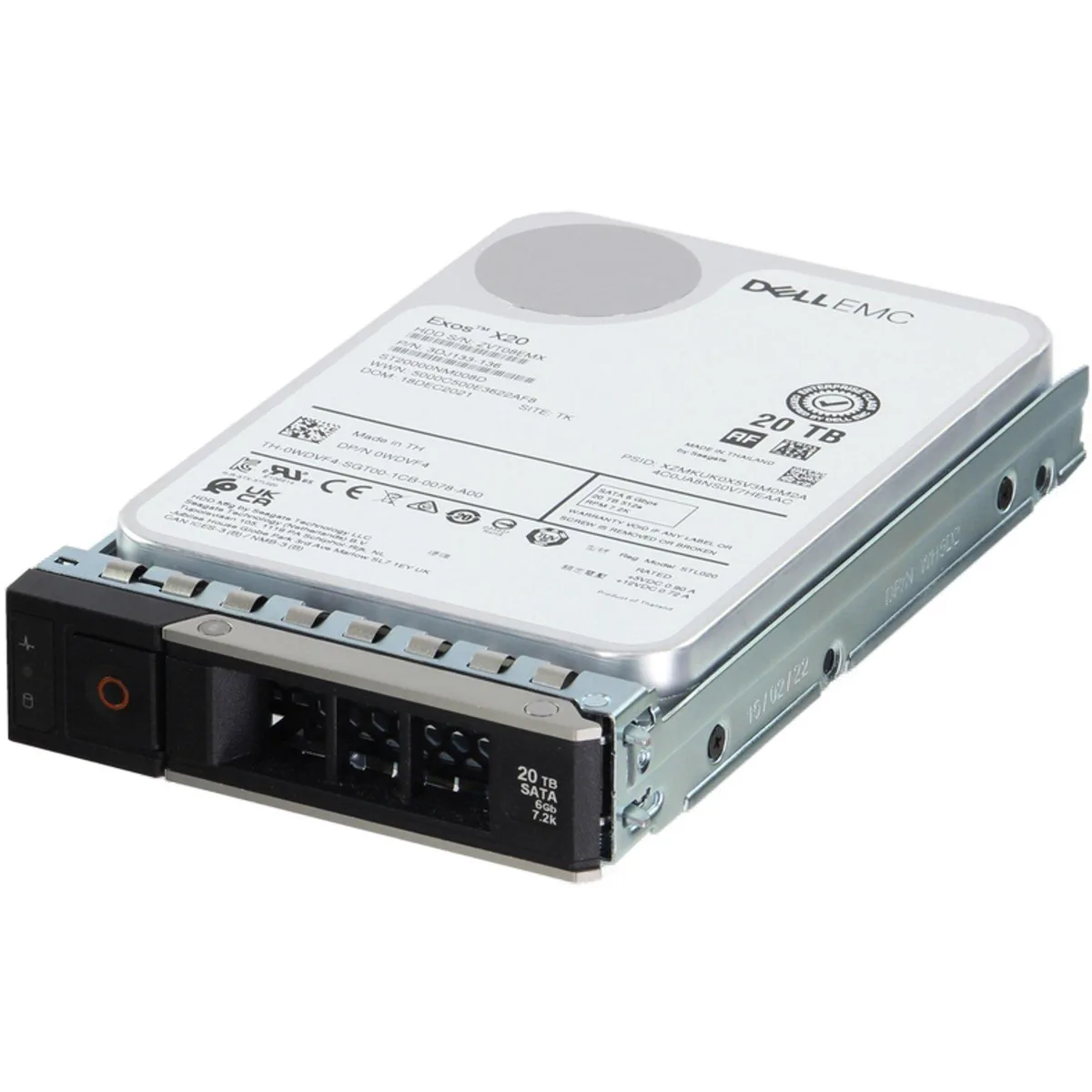 Silver 3.5 inch internal hard drive with label showing 20TB capacity