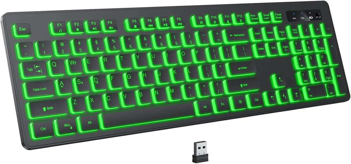 Compact 60 percent wireless gaming keyboard in black with 61 keys and RGB backlighting