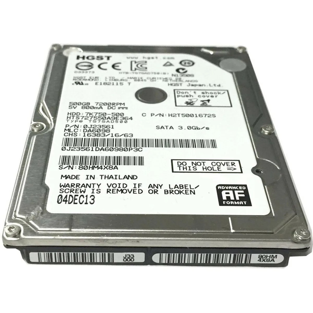 Hitachi, Ltd. Hitachi, Ltd. HTS727550A9E364 500GB 2.5" SATA internal hard drive 7200RPM 16MB — foto del producto