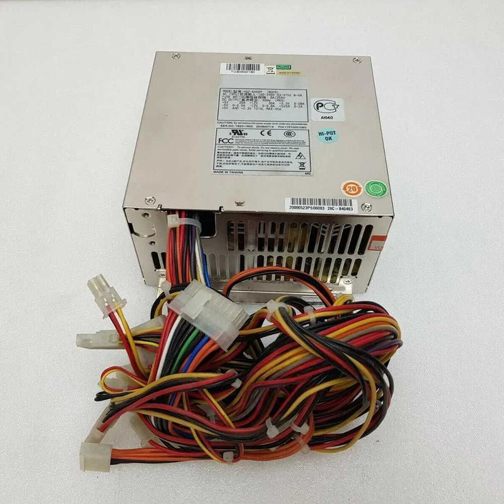 Rectangular ATX power supply unit, matte metal finish, 400W rating, model HG2-6400P