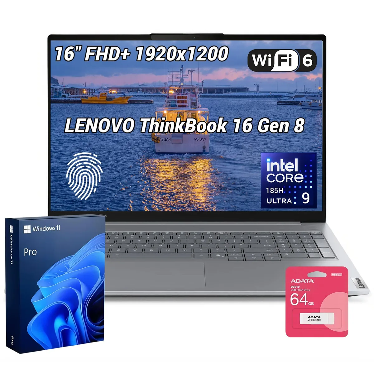 Lenovo Lenovo ThinkBook 16 Gen 8 laptop Intel Core Ultra 9 185H 16GB DDR5 512GB Grey w/Bundle — product photo