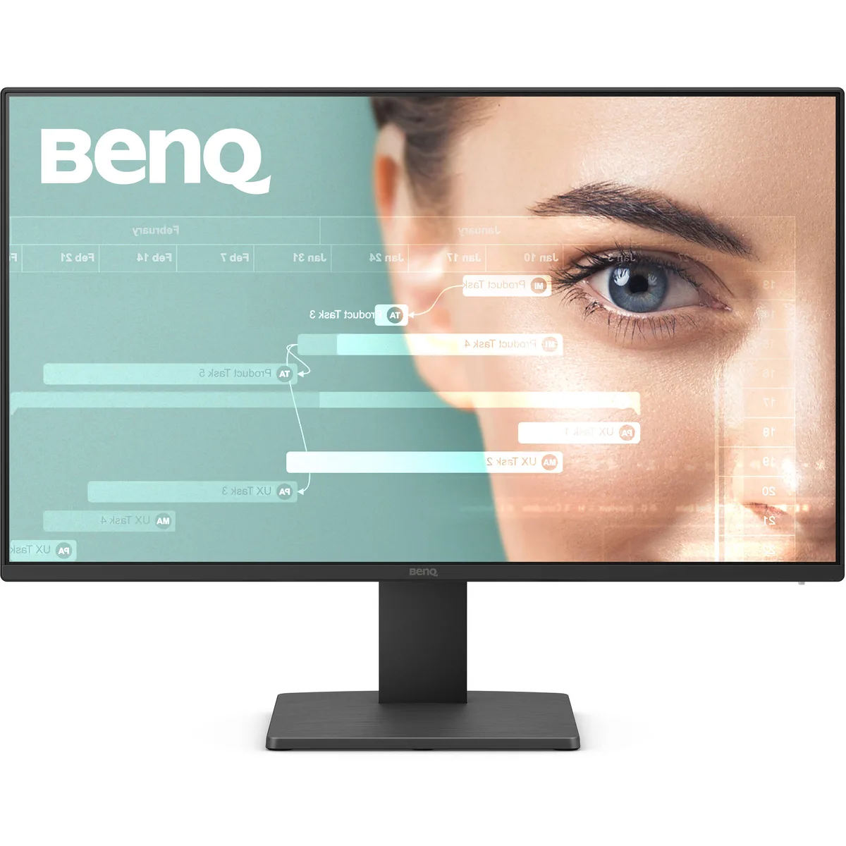 BenQ GW2491 23.8 inch flat IPS monitor with ultra-thin black bezels on a simple stand