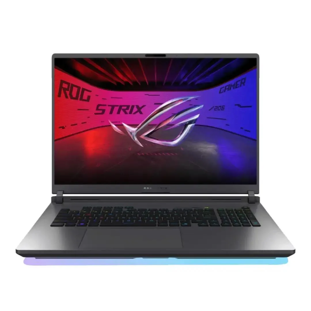 Eclipse Gray 18 inch gaming laptop with thin bezels and ROG branding