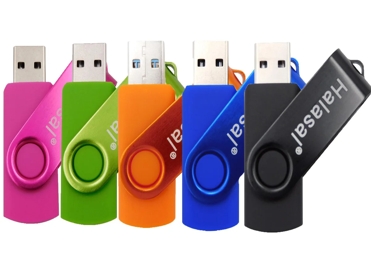 Halasal Halasal 5-pack 1GB USB 2.0 flash drives (5 colours) — preces foto