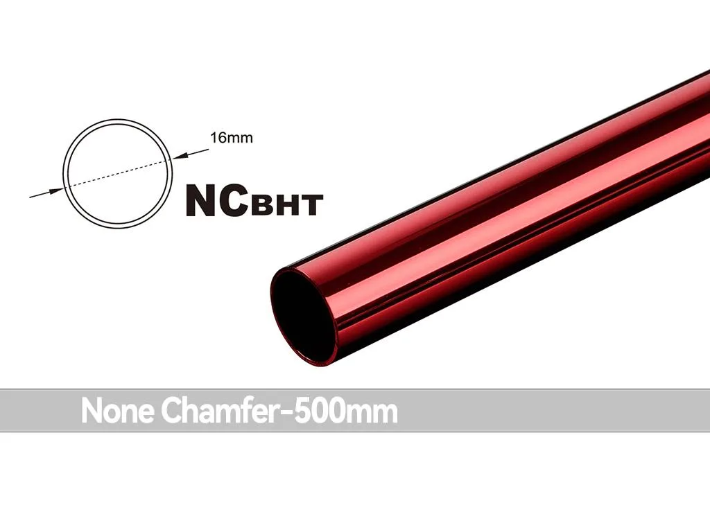 Straight brass tube, deep red finish, 16 mm OD, 500 mm long