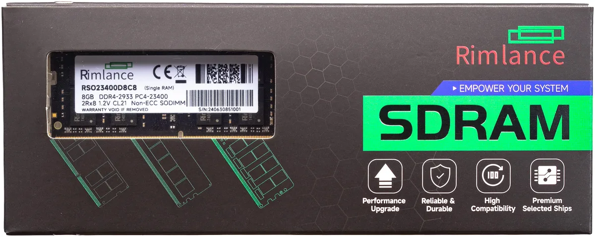 RIMLANCE RIMLANCE 8GB DDR4 2933MHz 1.2V 260-Pin SODIMM 2RX8 laptop RAM — product photo