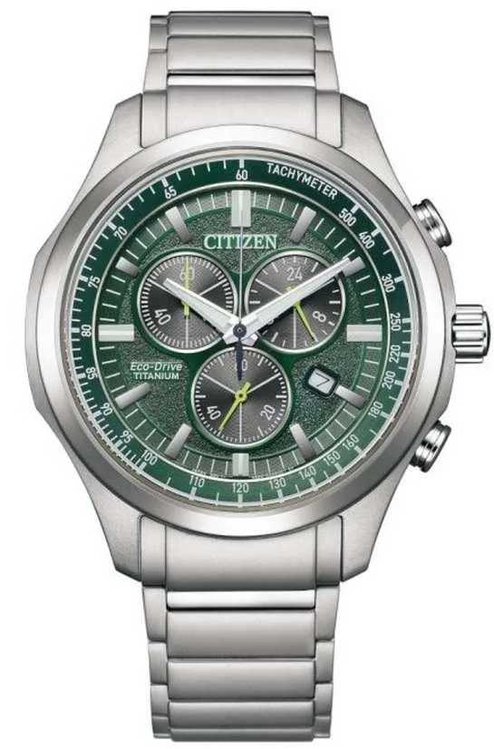 Citizen Citizen AT2530-85X Super Titanium Green Dial Chronograph Watch — product photo