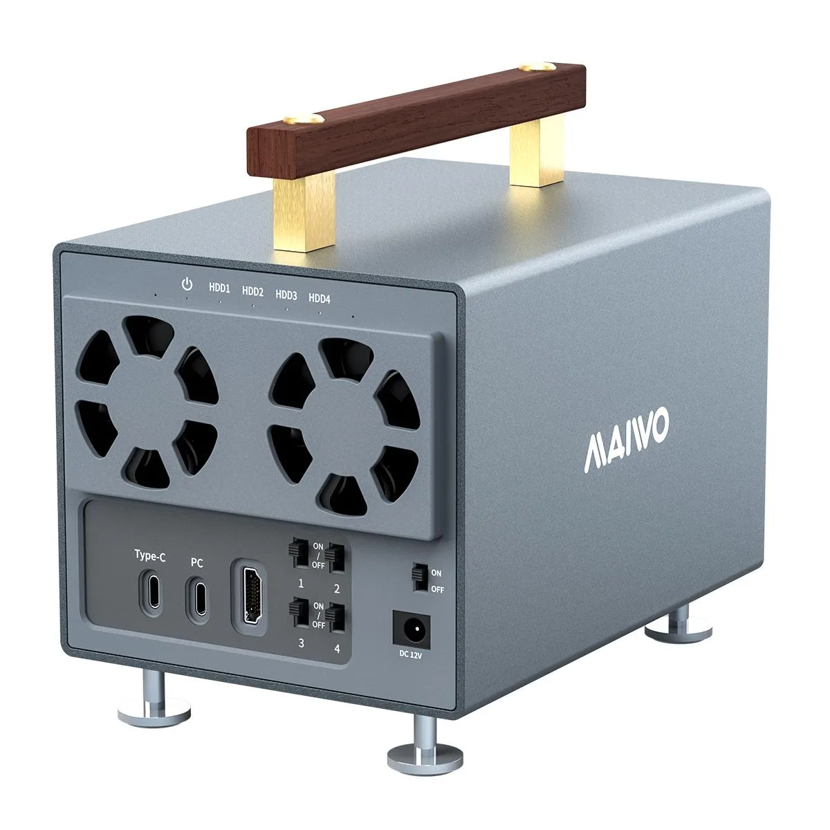 MAIWO MAIWO 4-Bay 3.5" SATA Enclosure 10Gbps USB-C Silver K35294A — product photo