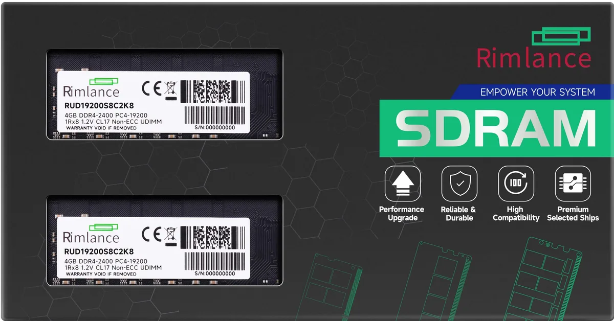 RIMLANCE RIMLANCE RUD19200S8C2K8-1 8GB (2x4GB) DDR4 2400 desktop RAM — tuotekuva