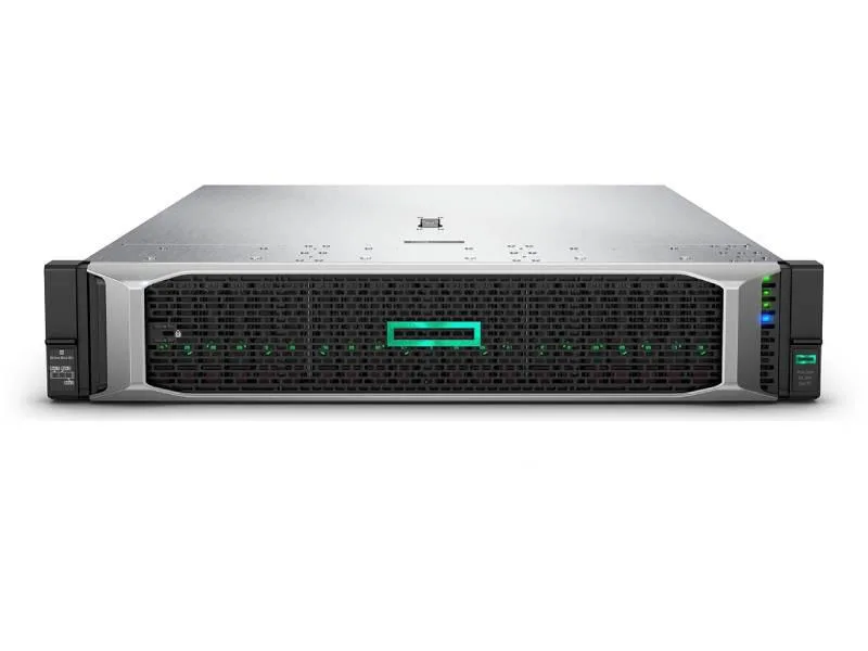 Silver 2U rack server with front drive bays and dual power supplies