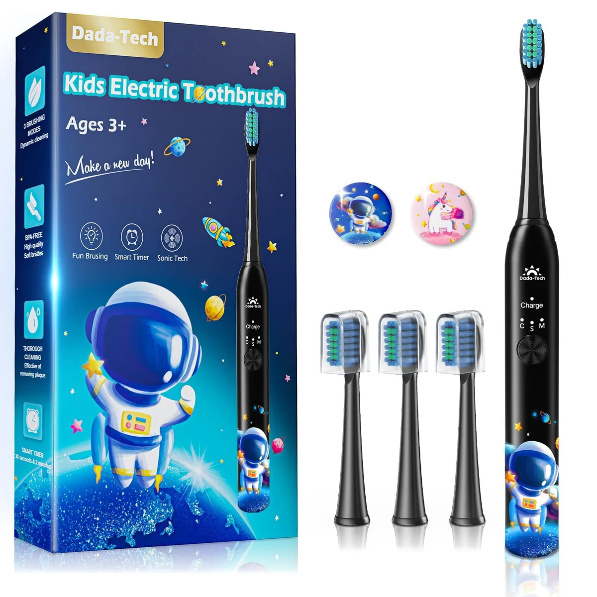  Waterpik DT-KE7 Kids Sonic Toothbrush 4 Heads Astronaut Black — product photo