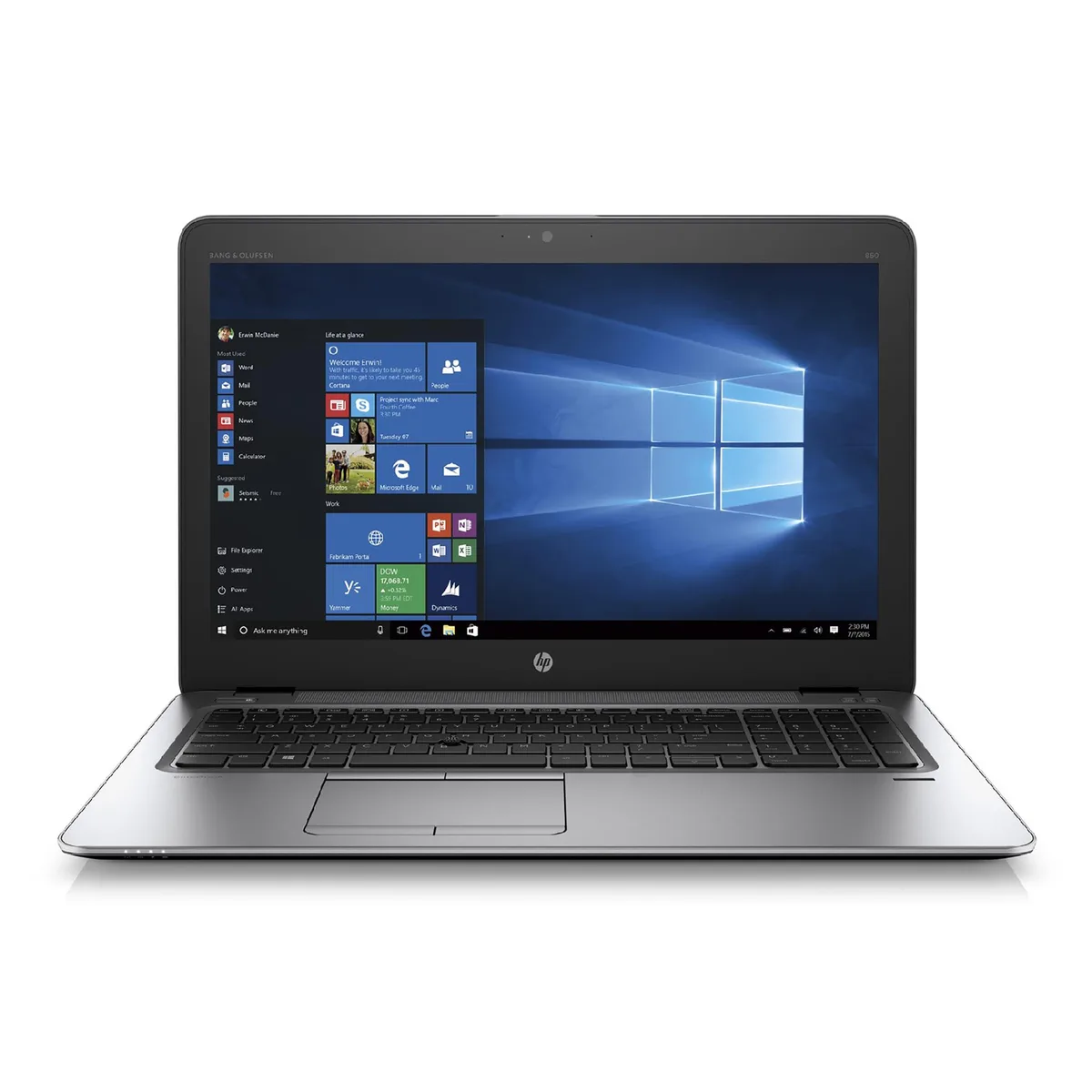 Silver 15.6 inch EliteBook 850 G3 laptop closed view