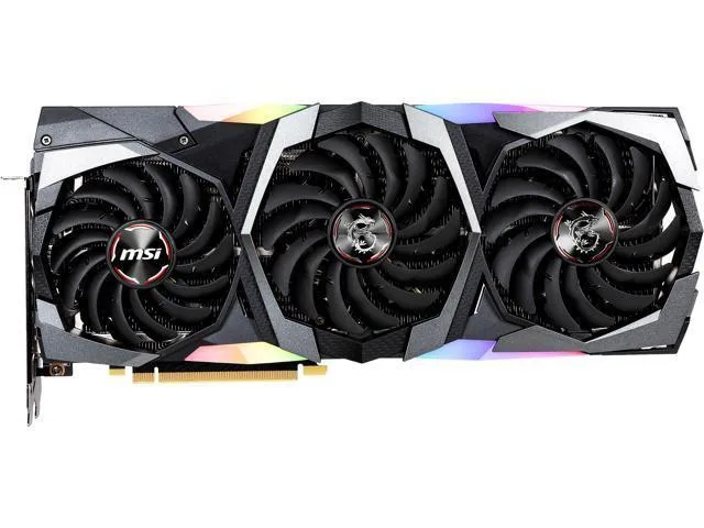 Triple-fan graphics card in black and silver finish