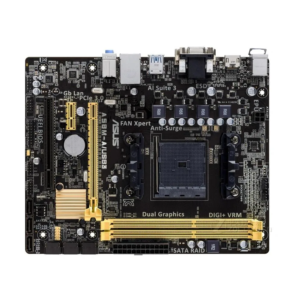 Green Micro ATX motherboard with silver heatsinks and black slots