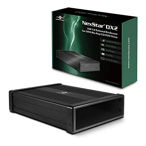 Black aluminium and ABS 5.25 inch SATA USB 3.0 optical drive enclosure