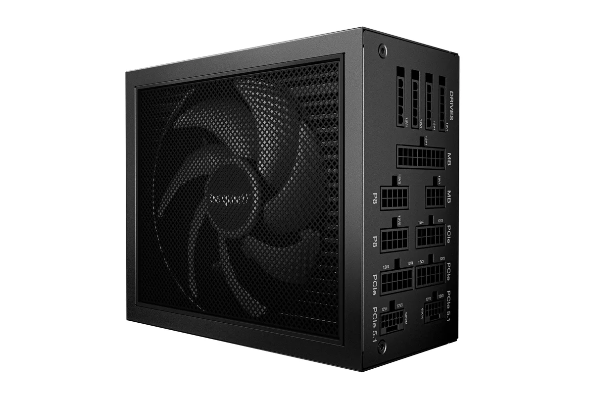 Black rectangular ATX 3.1 power supply with modular cables and 135 mm fan