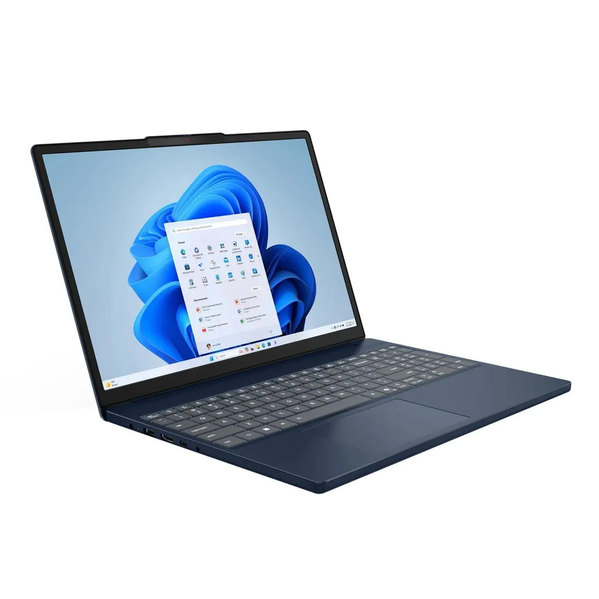 Silver thin-and-light laptop with 15.3 inch touchscreen display, backlit keyboard and webcam