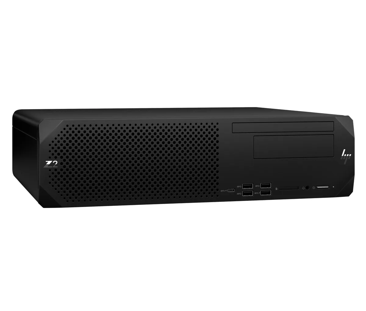 HP Z2 G9 small-form-factor desktop in silver with DVD drive, wired keyboard and mouse
