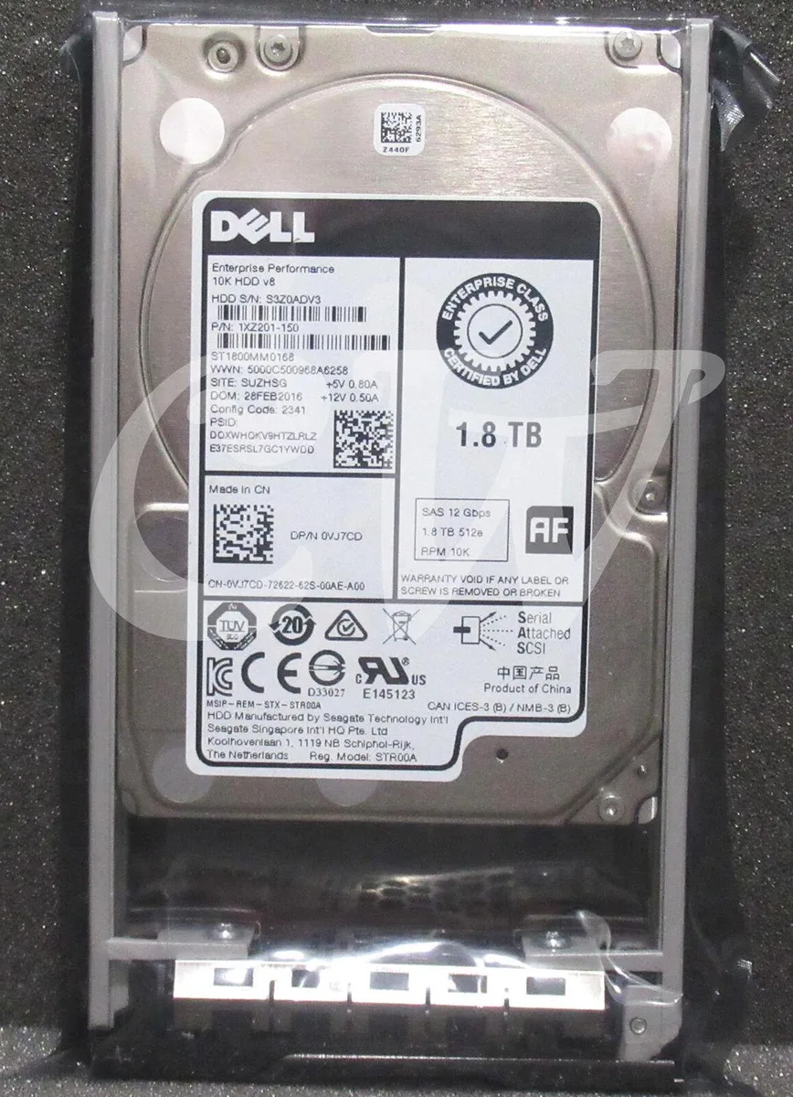 Silver 2.5 inch SAS hard drive in black Dell caddy