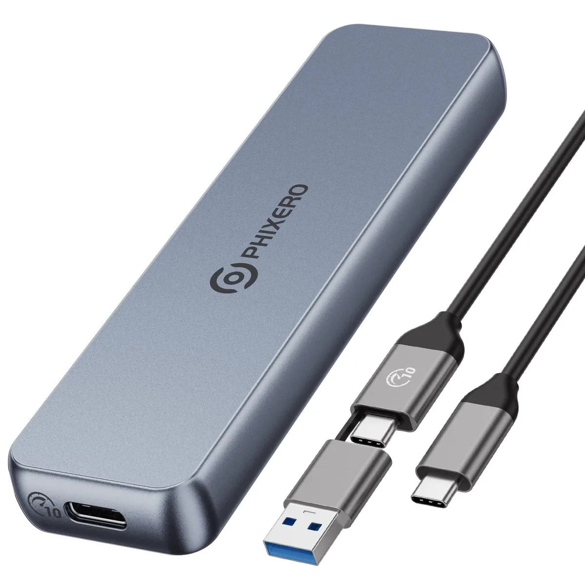 PHIXERO PHIXERO M.2 NVME Enclosure USB 3.1 Gen2 10Gbps Gray — 제품 사진