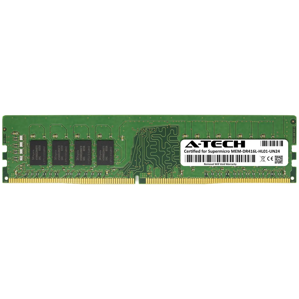 Green printed circuit board with black memory chips on both sides 288 pin gold edge connector no heat spreader