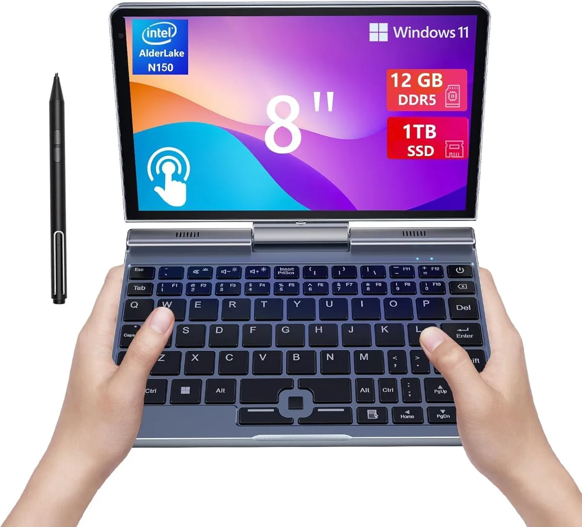 KOOFORWAY KOOFORWAY P8 2-in-1 laptop 8" N150 12 GB LPDDR5 1 TB Silver Gray — product photo