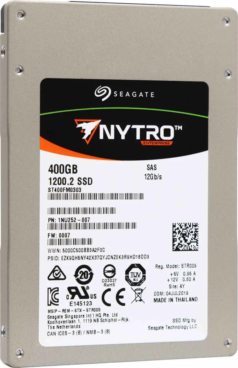Silver 2.5 inch SAS enterprise SSD with label ST400FM0303 1200.2 400GB