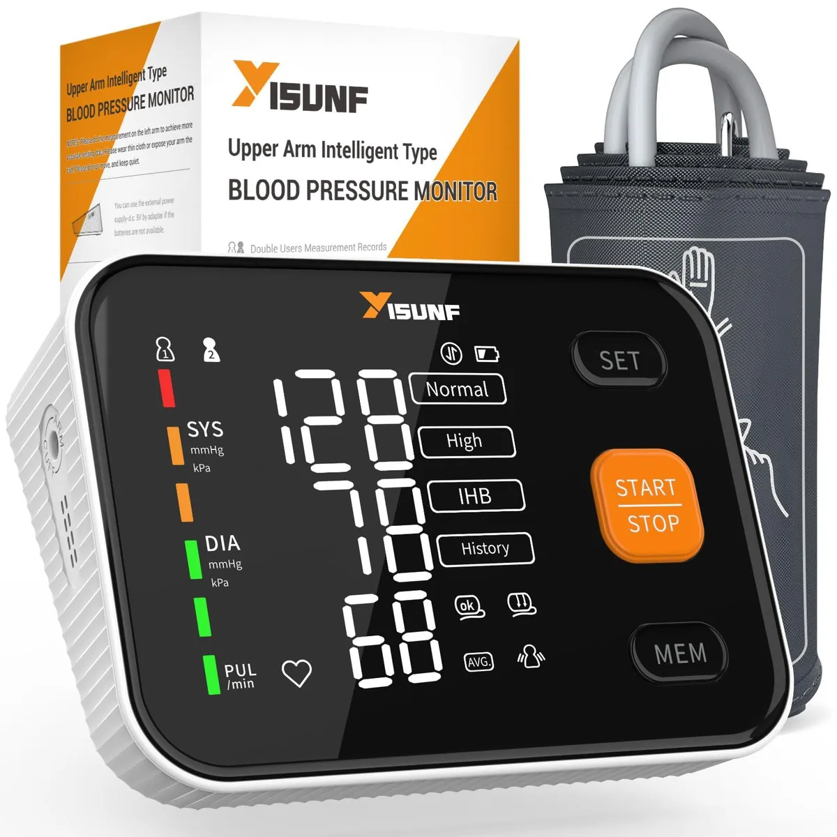  Yisunf B11 Blood Pressure Monitor 240 Memory 8.7-16.54in Cuff — foto del prodotto