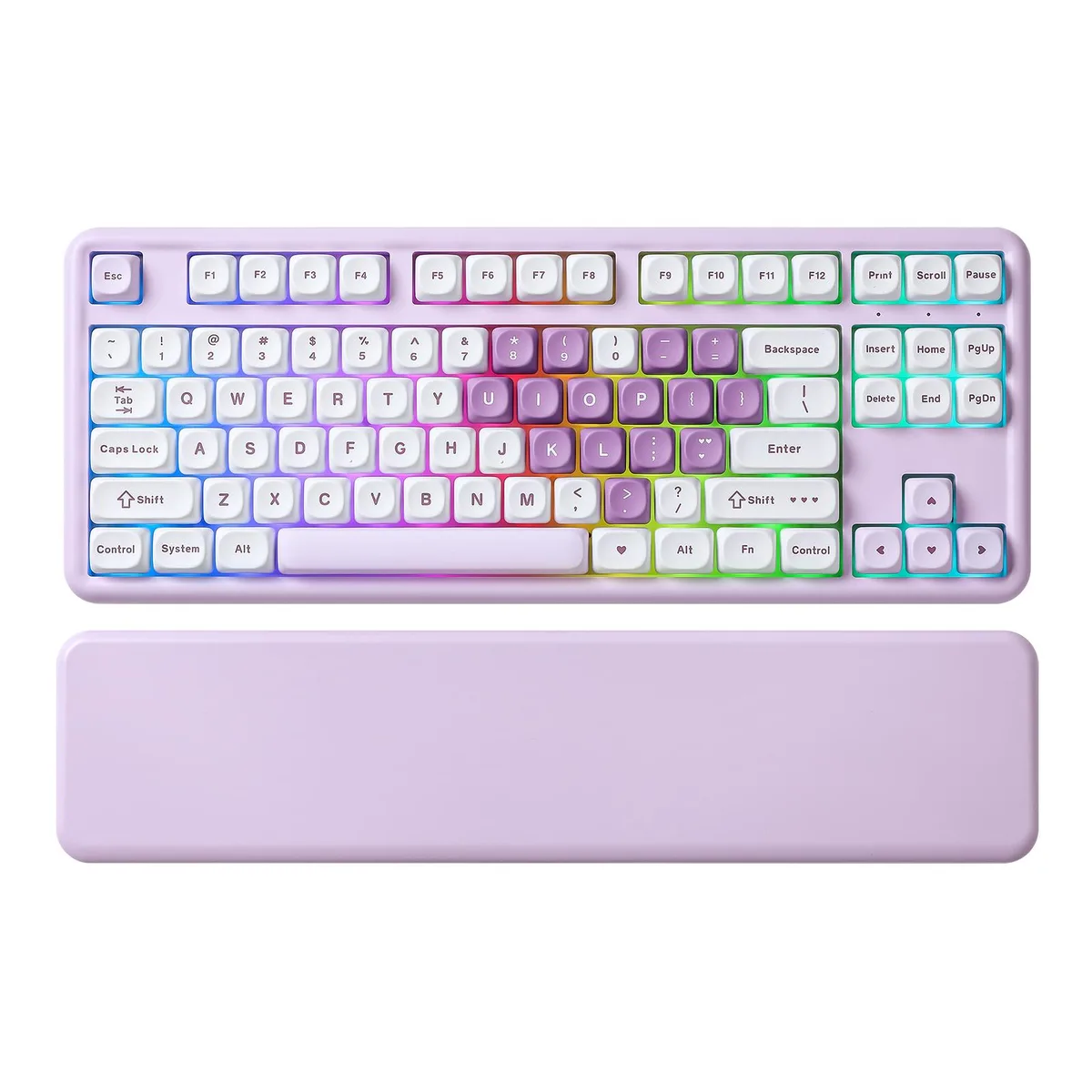 YUNZII YUNZII B87 Heart Wireless Mechanical Gaming Keyboard (Purple, Milk V2 Switch) — product photo