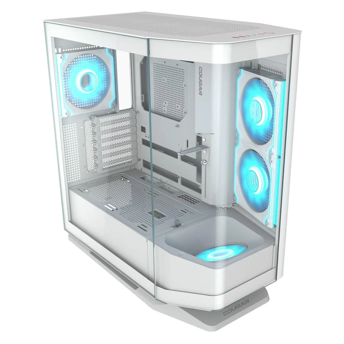 White mid-tower case with curved tempered glass panels and built-in ARGB PWM fans