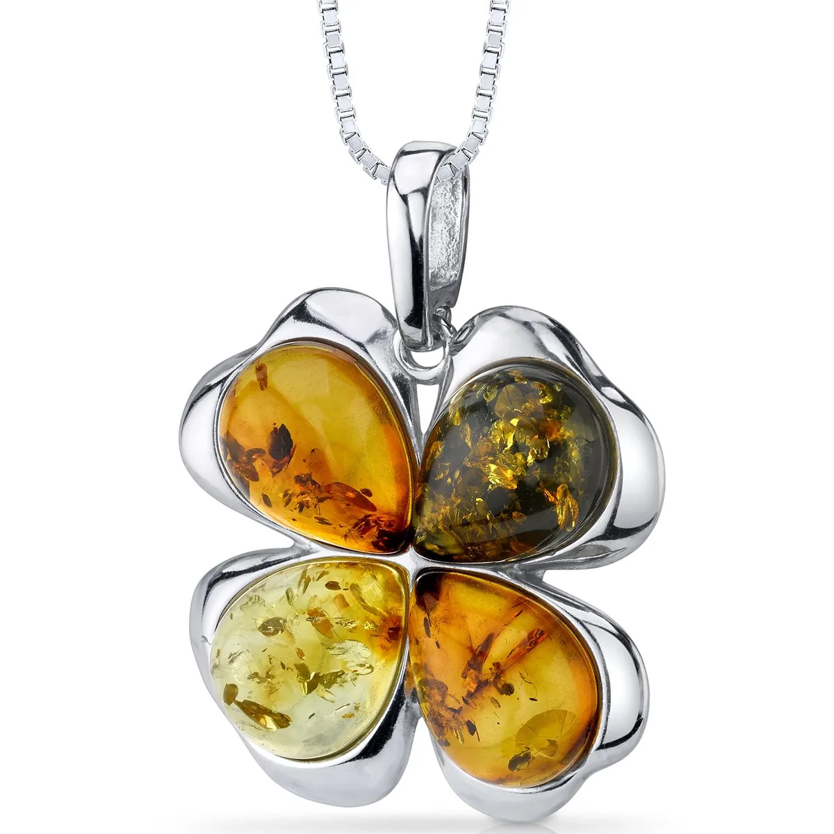 Oravo Oravo Baltic Amber Clover Pendant Necklace Sterling Silver 18" 3.8g 925 SP11100 — صورة المنتج