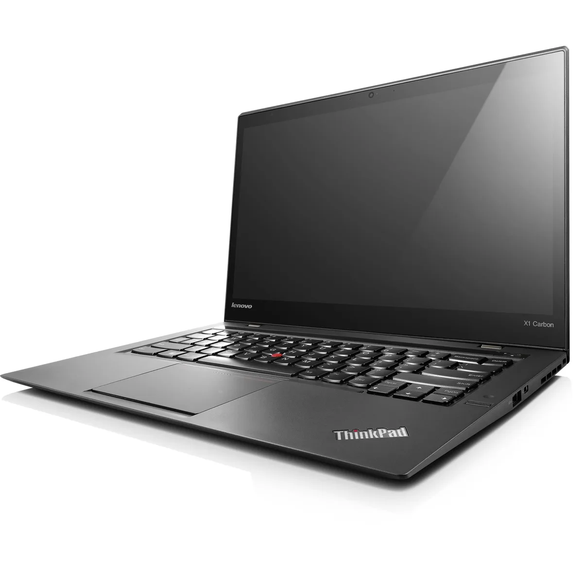 Black 14 inch ultrabook, matte non-touch screen, slim carbon-fiber chassis