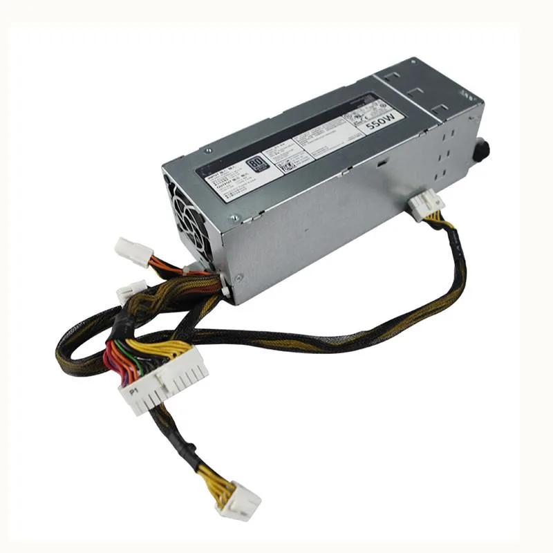 Rectangular silver server PSU with rear fan grille and power socket