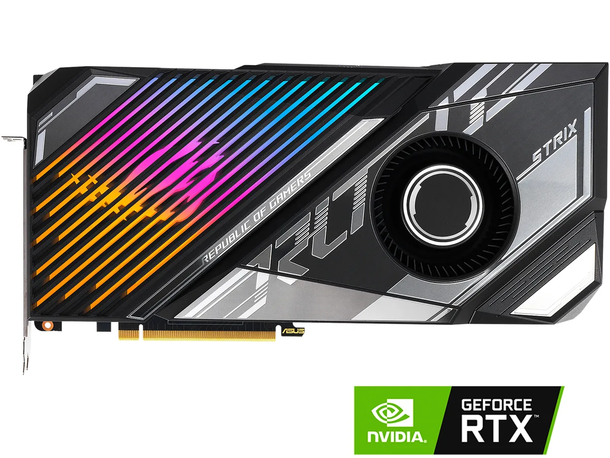 ASUS ROG STRIX RTX 3080 Ti graphics card with integrated liquid cooling block and radiator