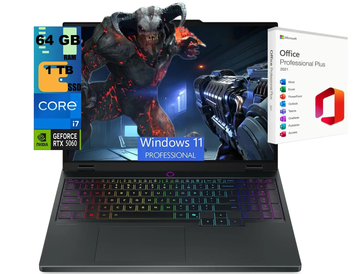 Lenovo Lenovo Legion 5 15 gaming laptop 15.1 WQXGA 165Hz i7-14700HX RTX 5060 64GB DDR5 1TB PCIe SSD — product photo