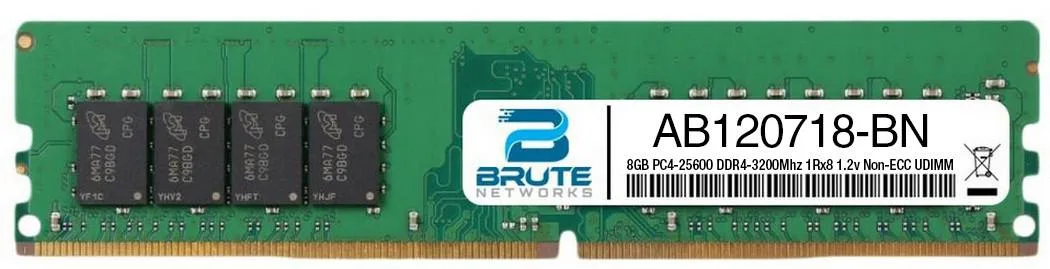 Green 288-pin DDR4 UDIMM module with black chips and gold contacts