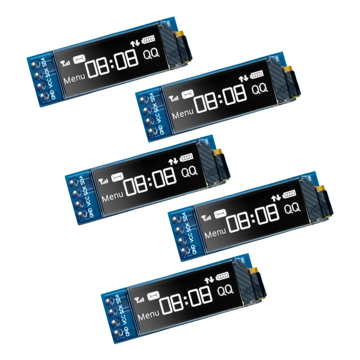  Hosyond 0.91 Inch I2C OLED Display Module 128x32 White 5 Pcs — foto produk