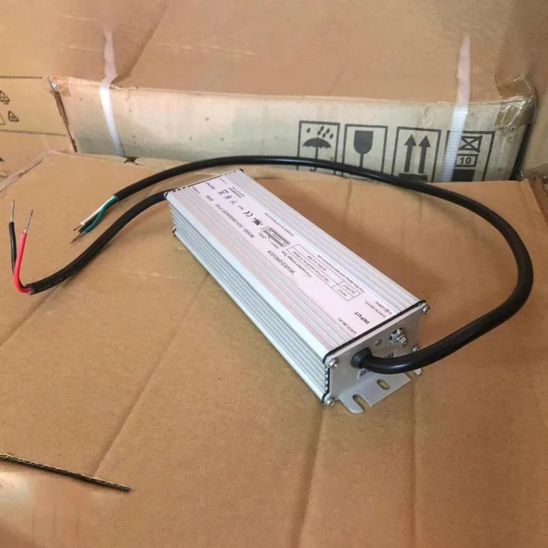 Rectangular black ATX power supply unit with cooling vents and label showing 200W 42VDC