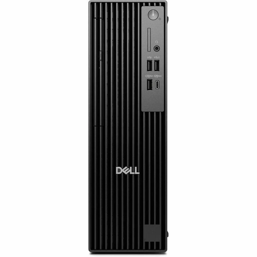 Slim black desktop tower with front ports