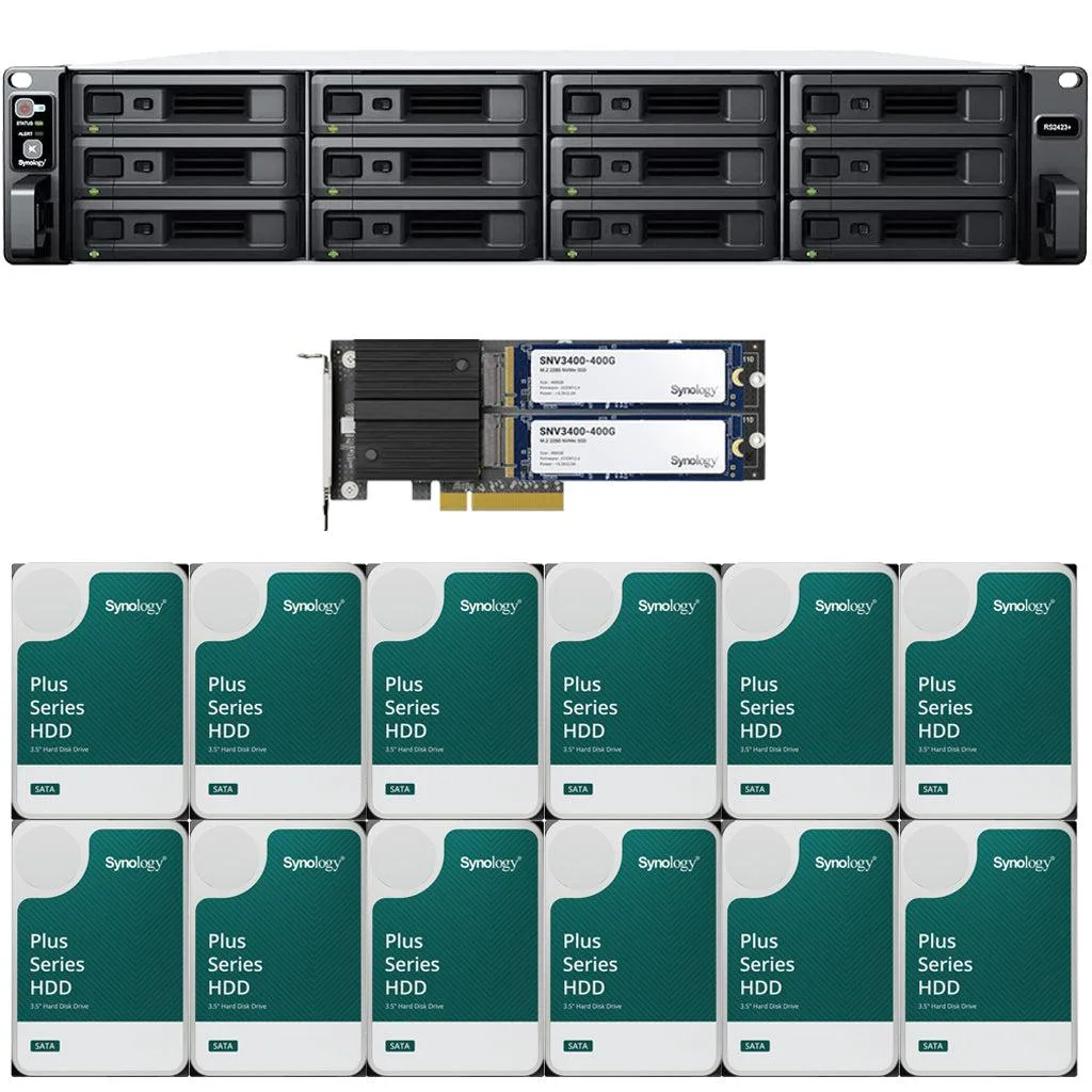 Synology Inc. Synology RS2423+ 12-Bay Rackmount NAS 8GB RAM 48TB 800GB Cache — product photo