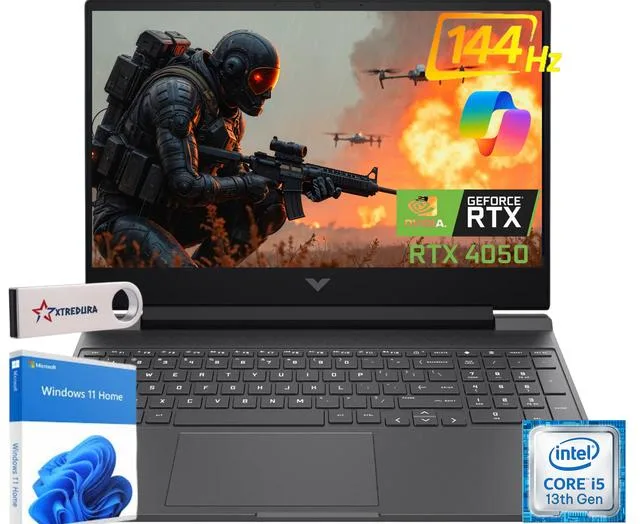 Black 15.6-inch gaming laptop with matte anti-glare display and backlit keyboard