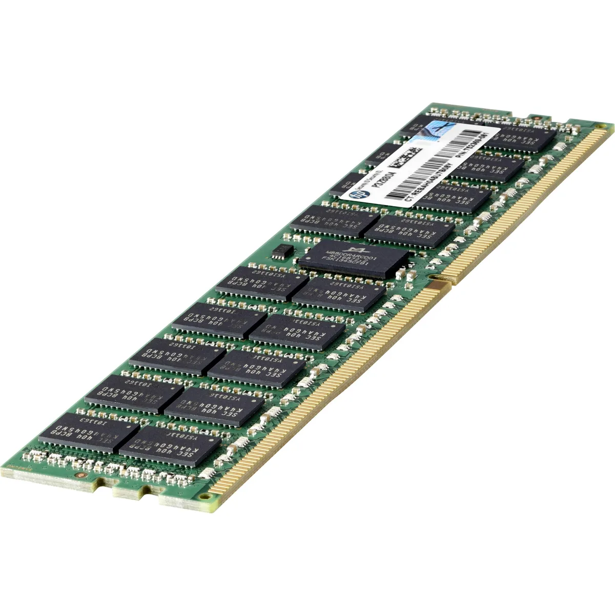Green 288-pin DDR4 memory module with black chips and silver heatsink