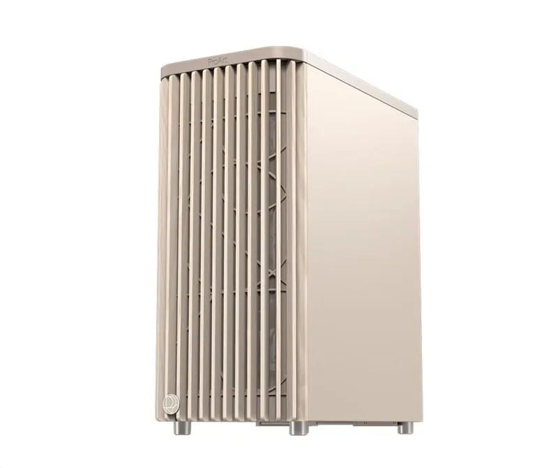 White mid-tower case with tempered glass side panel and three pre-installed fans