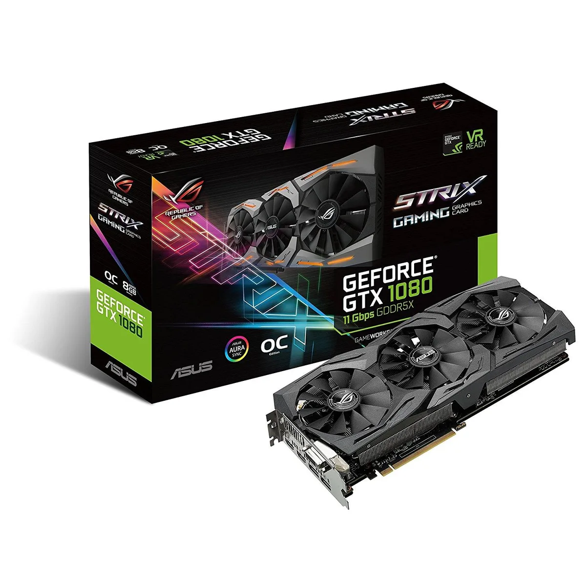ASUS ASUS ROG Strix GeForce GTX 1080 8GB 11Gbps Edition graphics card — product photo