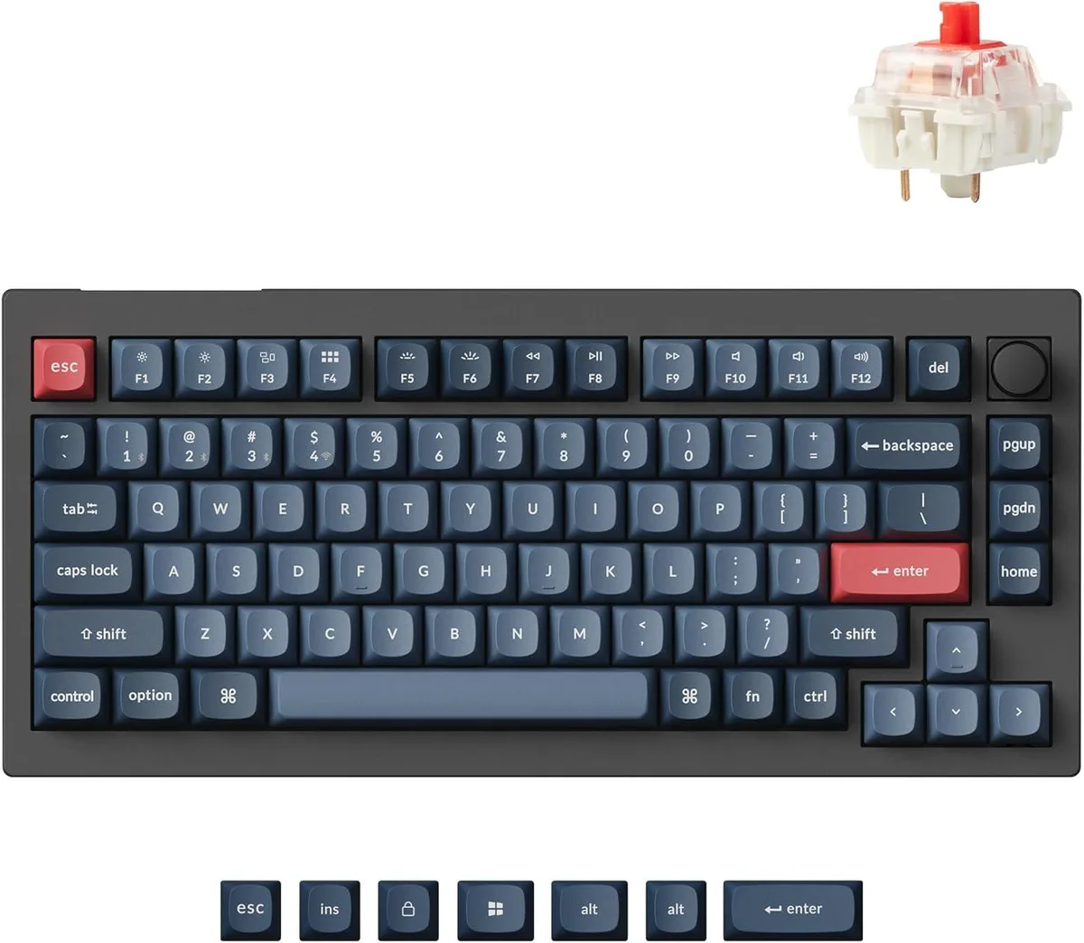 Compact 75% mechanical keyboard with gasket mount, PBT keycaps and south-facing RGB backlight
