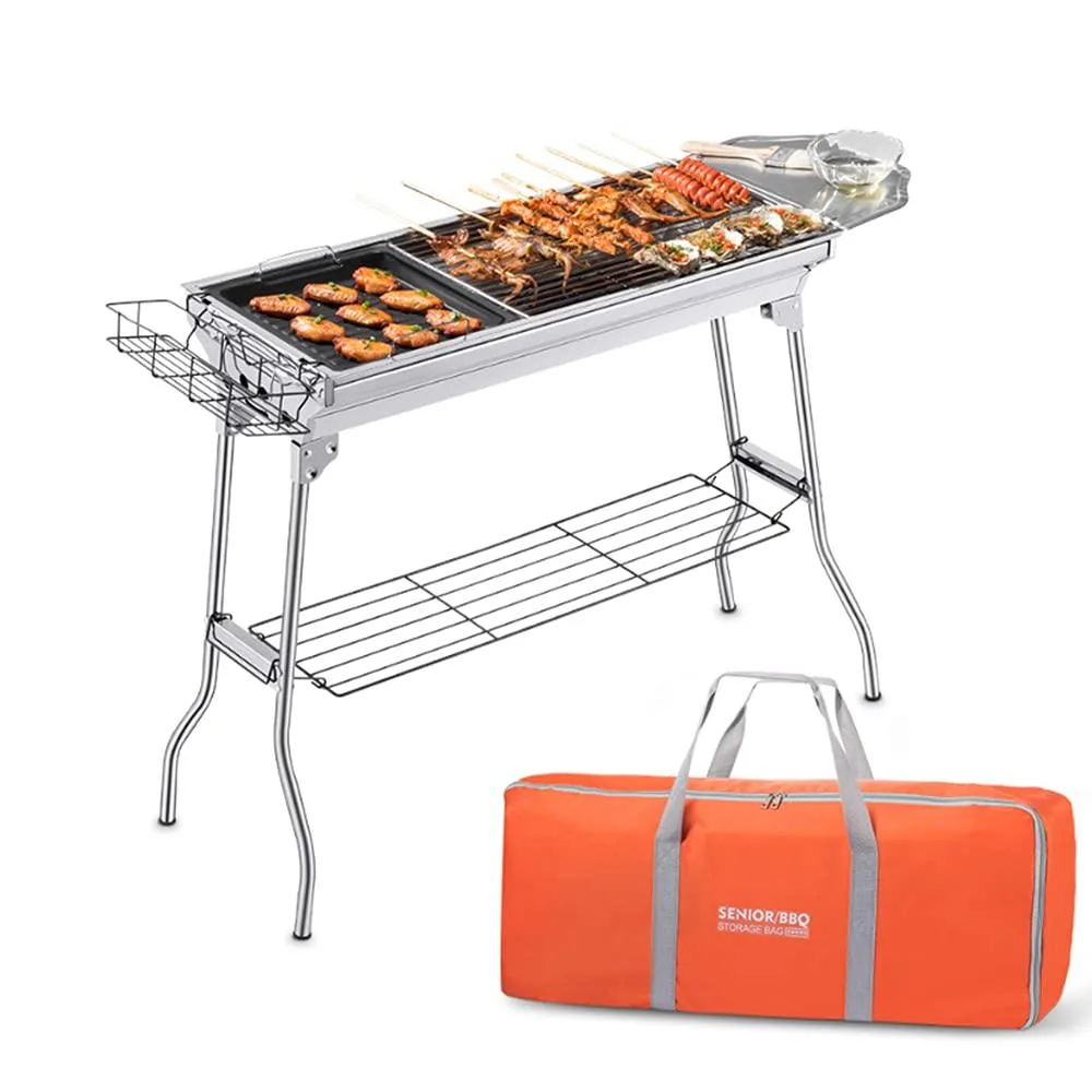  comsenz Portable Charcoal BBQ Grill 539.04 sq in Bright Silver with Storage Bag &amp; Frying Pan — termékfotó