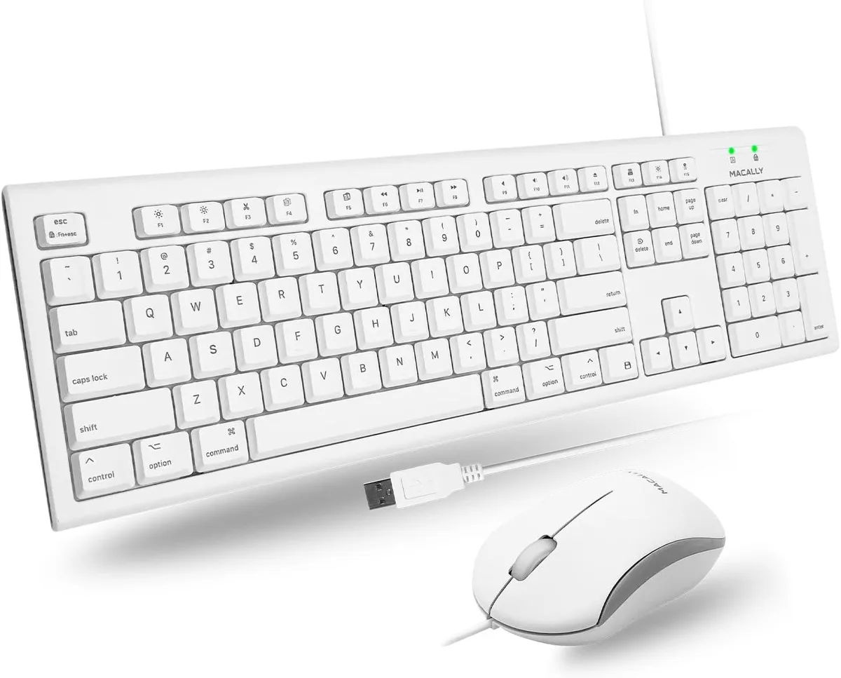 Blue retro round wireless keyboard and mouse with 104 keys and 16 shortcuts
