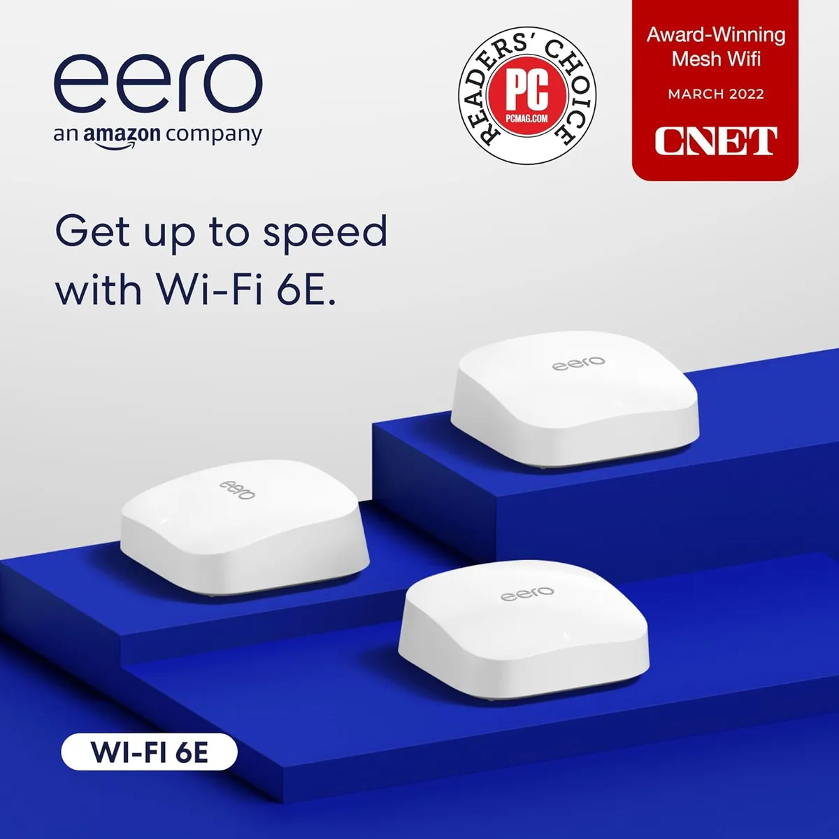 eero eero Pro 6E AXE5400 Tri-Band Wi-Fi 6E Router (3-pack) B091G64GVK — product photo